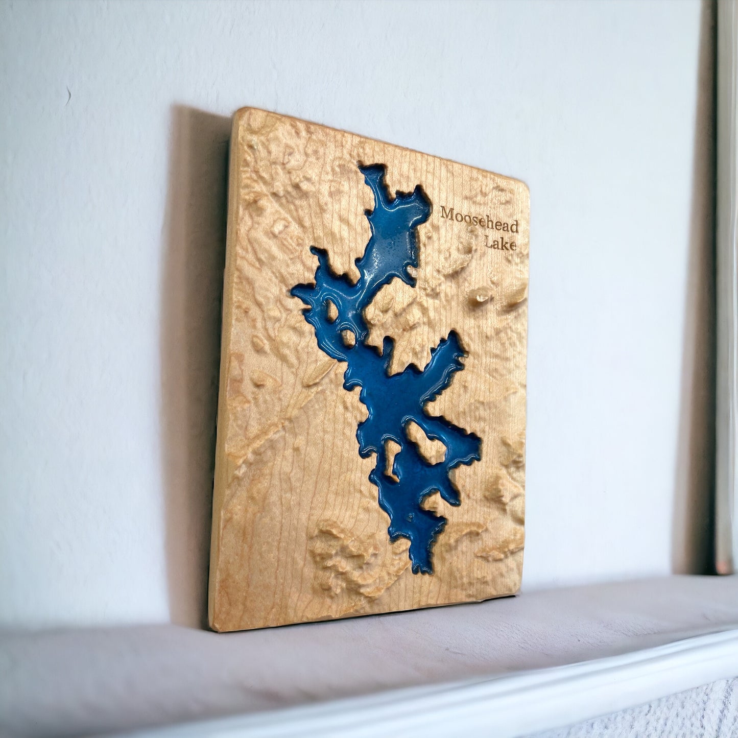 Moosehead Lake 3D Relief Map | Moosehead Lake Wood Epoxy Art | Moosehead Lake Maine | Travel Gift | Gift for Him | Moosehead Lake Gift