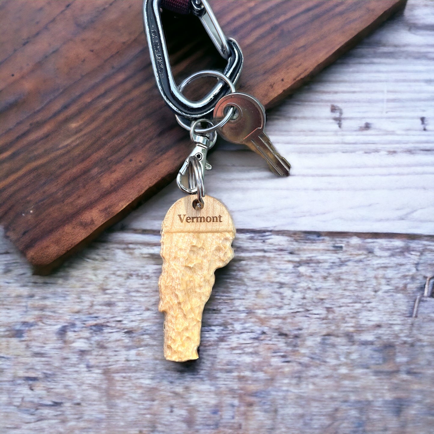 Vermont Map Keychain | Wood Carved Relief Map | 3D Topographic Wooden Map | Unique Wedding Anniversary Birthday Housewarming Gift | VT Gift