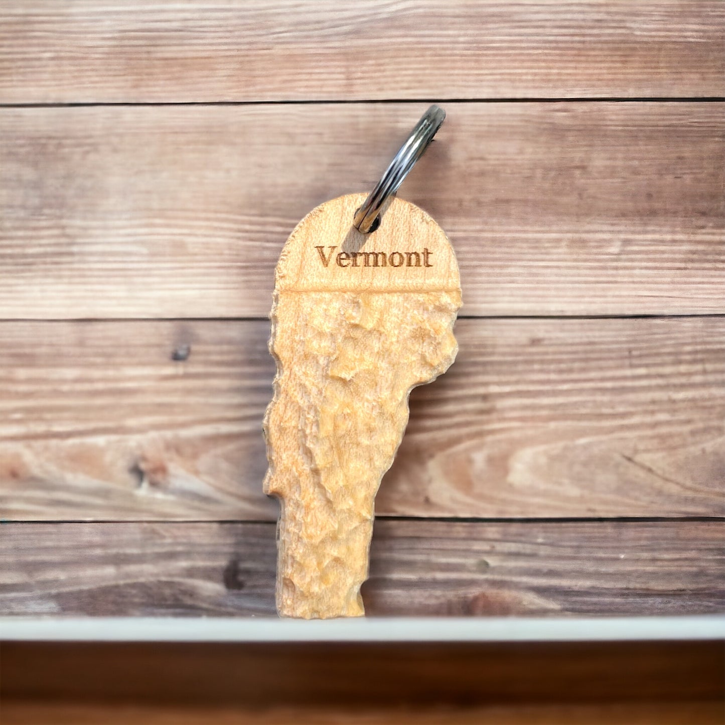 Vermont Map Keychain | Wood Carved Relief Map | 3D Topographic Wooden Map | Unique Wedding Anniversary Birthday Housewarming Gift | VT Gift