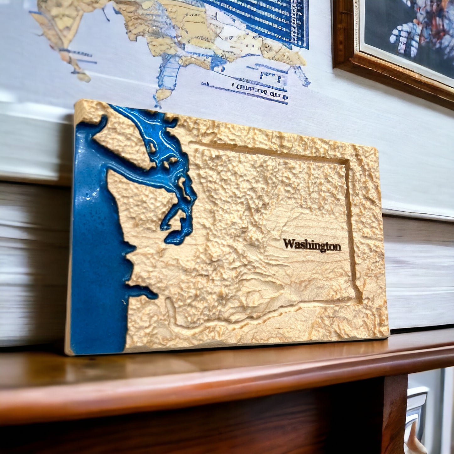 Washington Decor | 3D Relief Map | Unique Wedding Birthday Housewarming Anniversary Gift | Coastline | Outdoors | Washington Gifts