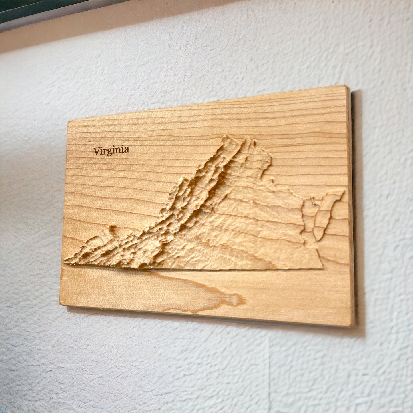 Virginia Map | Wood Carved Relief Map | 3D Topographic Wooden Map | Unique Wedding Anniversary Birthday Housewarming Gift | Virginia Gift