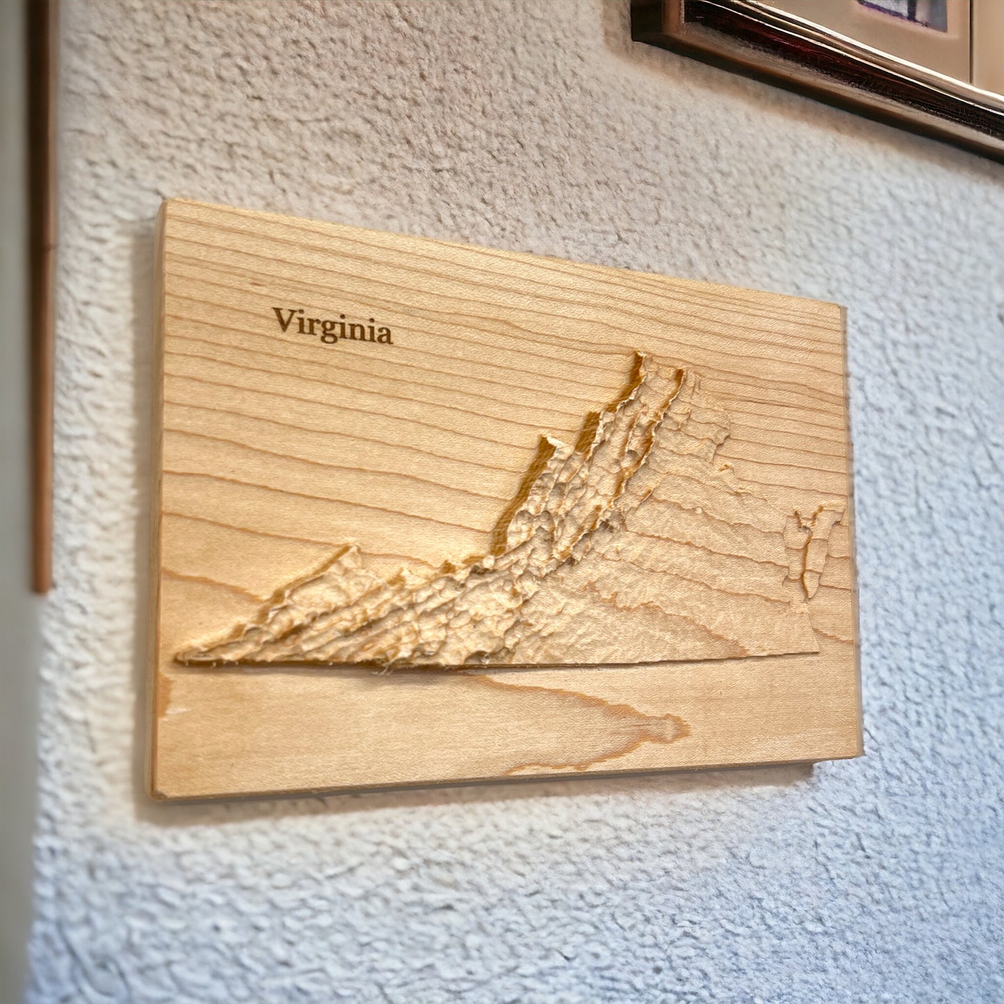 Virginia Map | Wood Carved Relief Map | 3D Topographic Wooden Map | Unique Wedding Anniversary Birthday Housewarming Gift | Virginia Gift