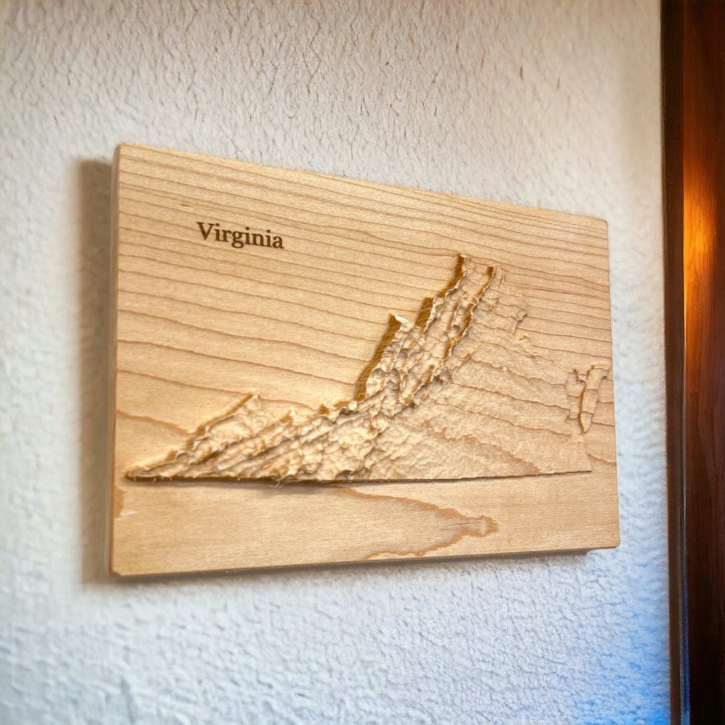 Virginia Map | Wood Carved Relief Map | 3D Topographic Wooden Map | Unique Wedding Anniversary Birthday Housewarming Gift | Virginia Gift