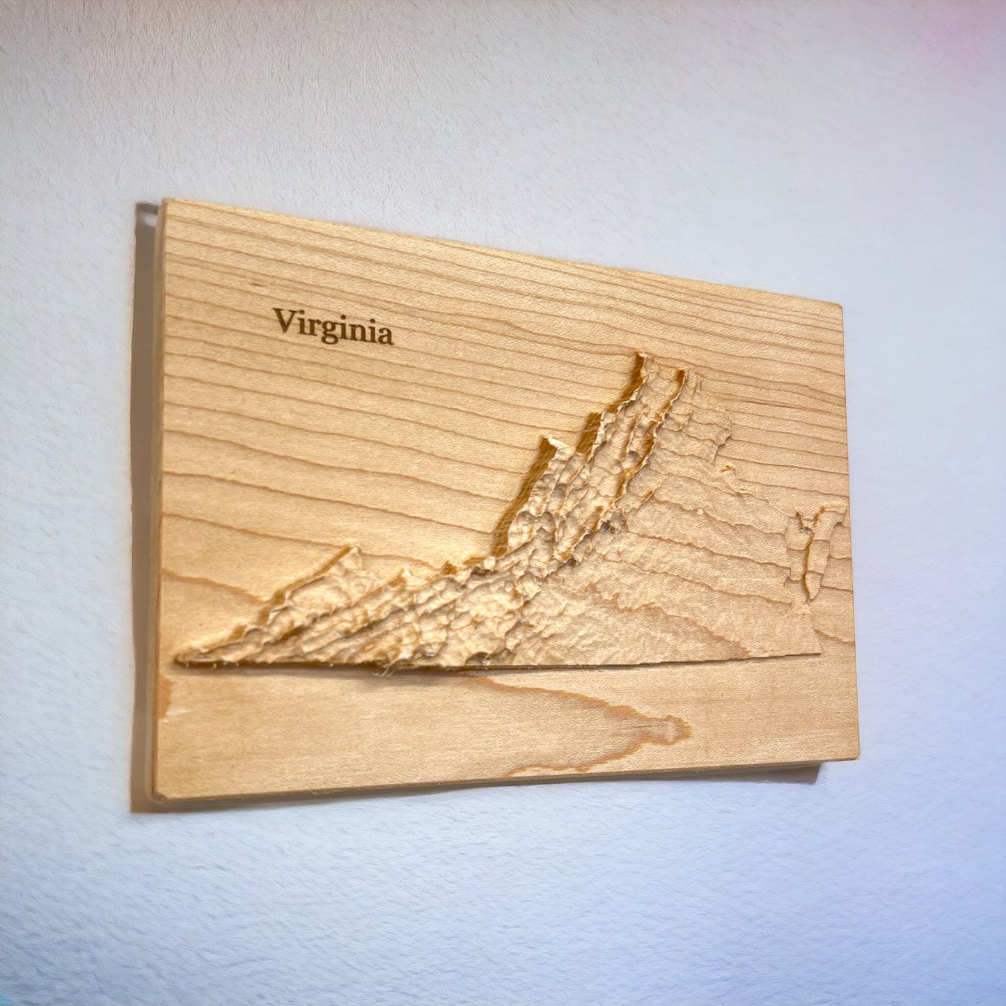 Virginia Map | Wood Carved Relief Map | 3D Topographic Wooden Map | Unique Wedding Anniversary Birthday Housewarming Gift | Virginia Gift