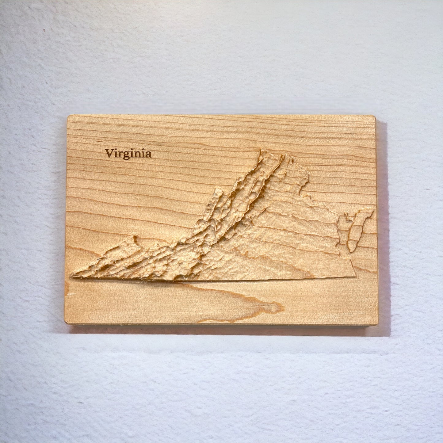 Virginia Map | Wood Carved Relief Map | 3D Topographic Wooden Map | Unique Wedding Anniversary Birthday Housewarming Gift | Virginia Gift