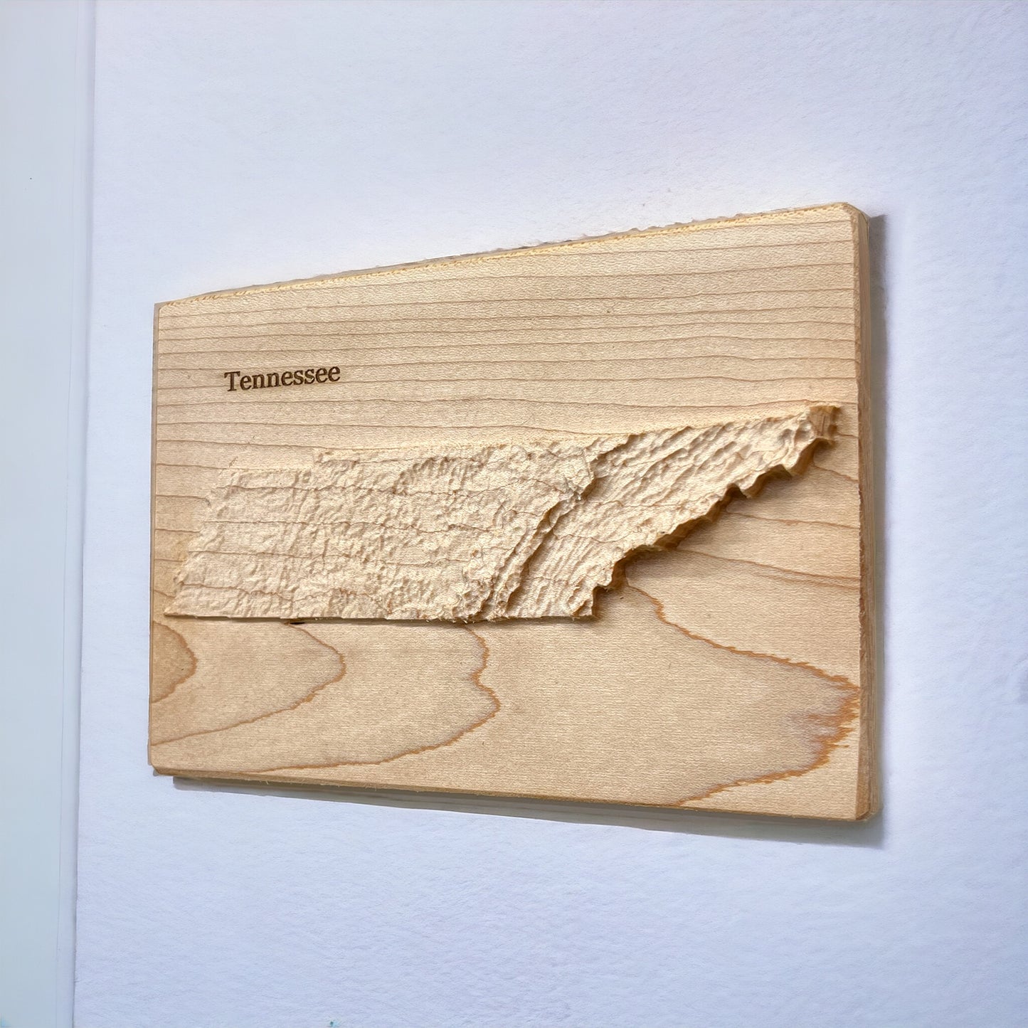 Tennessee Map | Wood Carved Relief Map | 3D Topographic Wooden Map | Unique Wedding Anniversary Birthday Housewarming Gift | Tennessee Gift