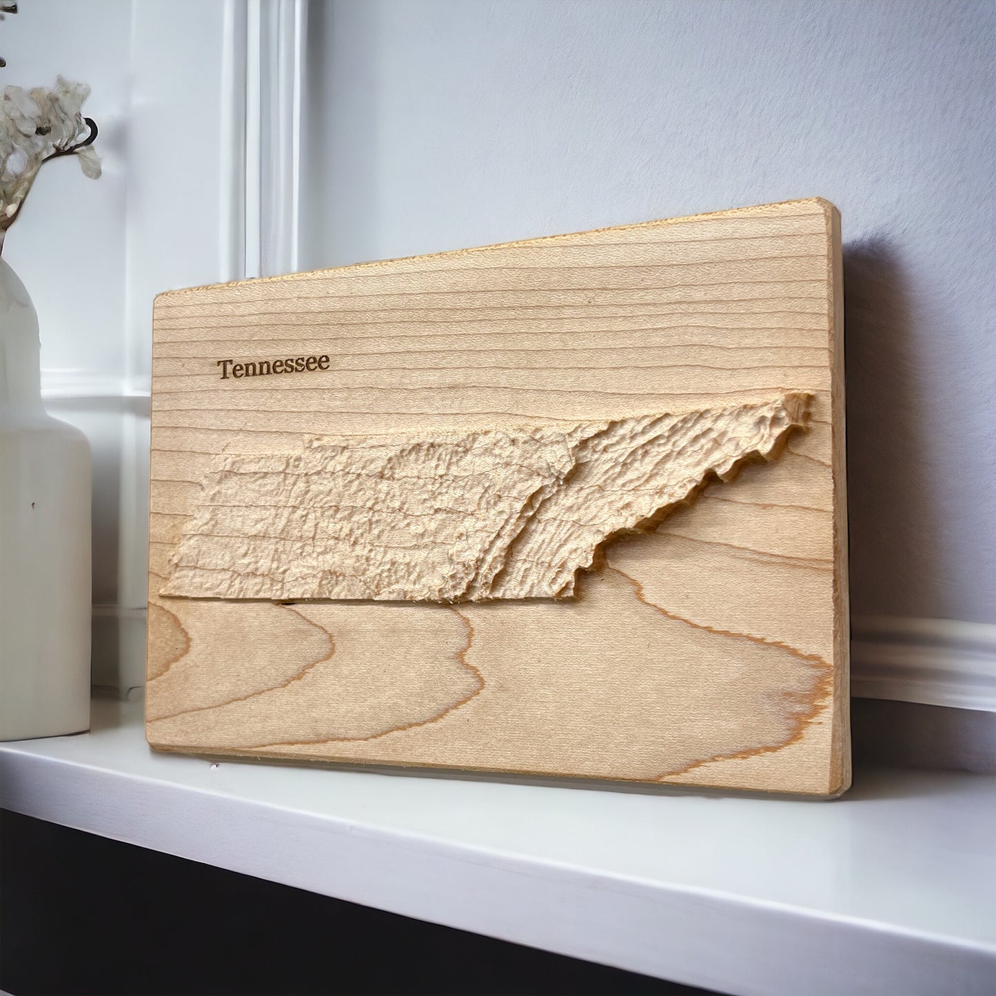 Tennessee Map | Wood Carved Relief Map | 3D Topographic Wooden Map | Unique Wedding Anniversary Birthday Housewarming Gift | Tennessee Gift