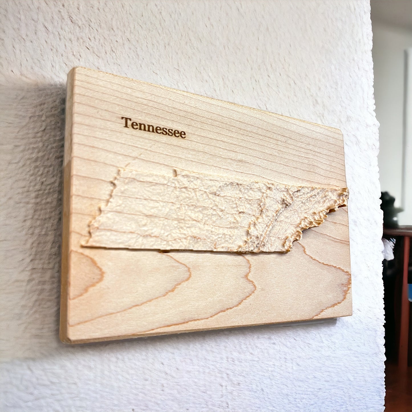 Tennessee Map | Wood Carved Relief Map | 3D Topographic Wooden Map | Unique Wedding Anniversary Birthday Housewarming Gift | Tennessee Gift