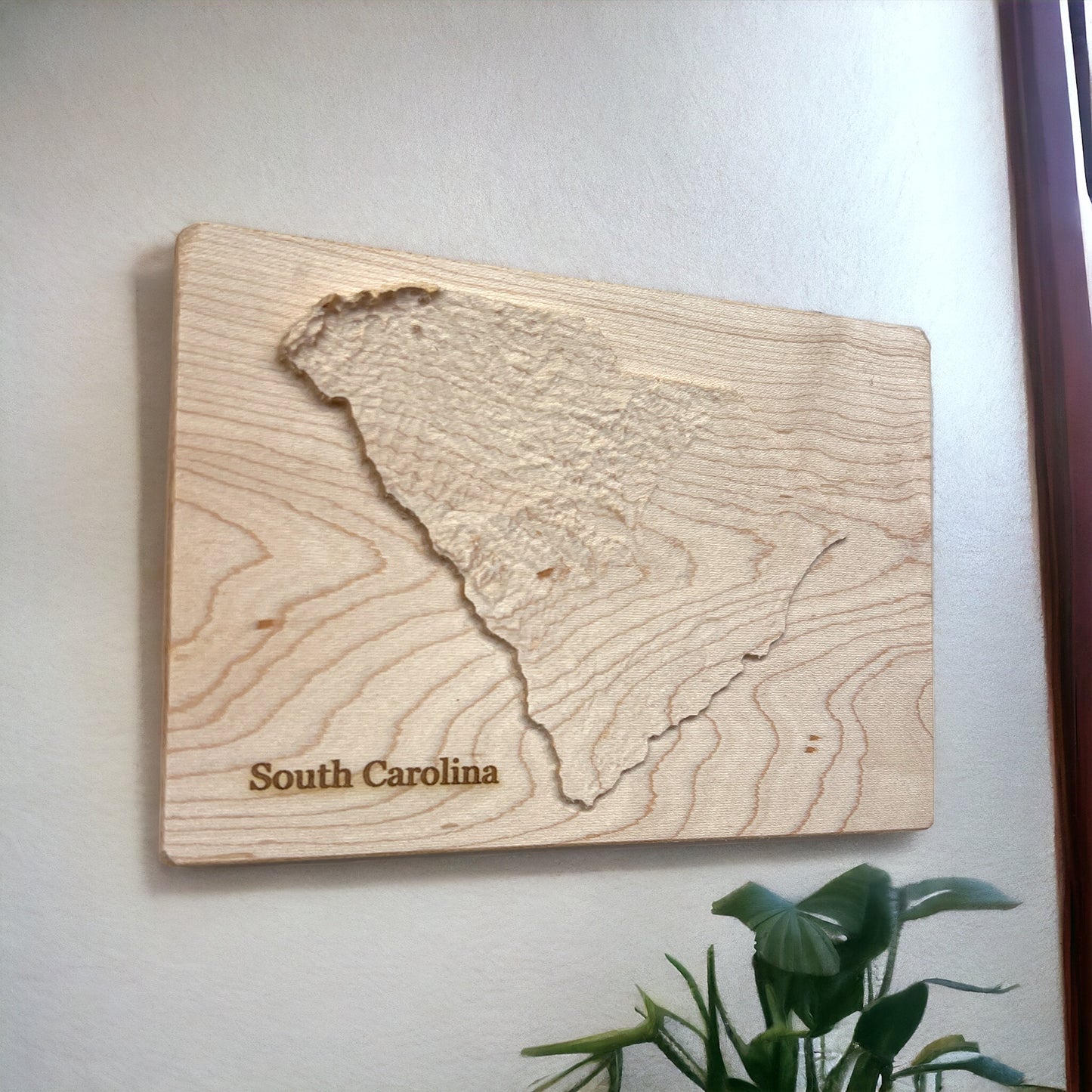 South Carolina Map | Wood Carved Relief Map | 3D Topographic Wooden Map | Unique Wedding Birthday Housewarming Gift | South Carolina Gift