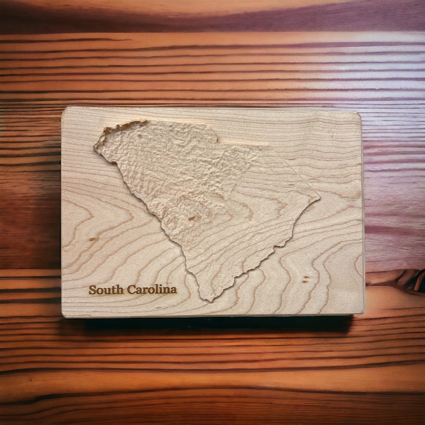 South Carolina Map | Wood Carved Relief Map | 3D Topographic Wooden Map | Unique Wedding Birthday Housewarming Gift | South Carolina Gift