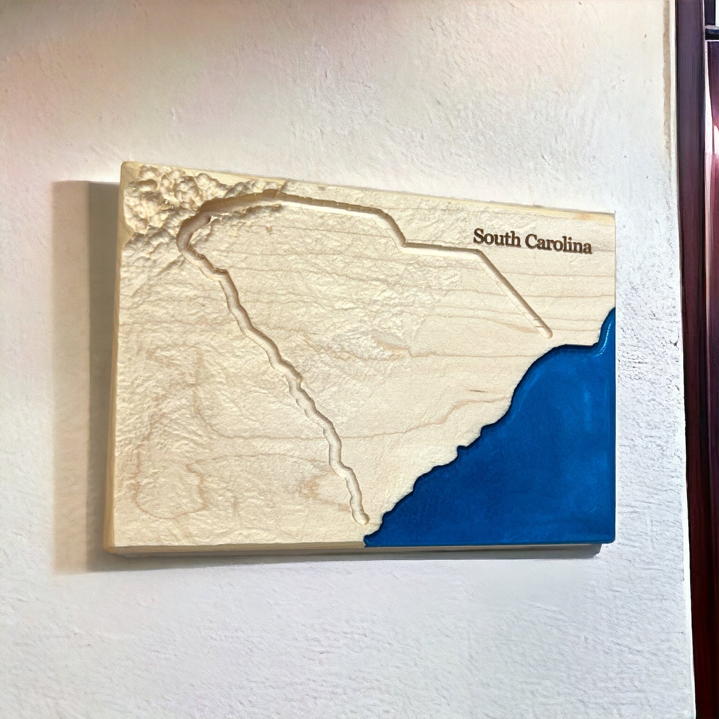 South Carolina Map Art | South Carolina Decor | Topographic Wood Map | Unique Gift for Him and for Her | Relief Map | South Carolina Gift