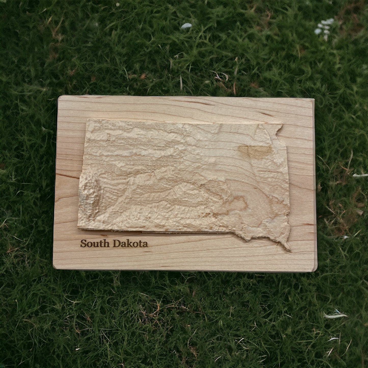 South Dakota Map | Wood Carved Relief Map | 3D Topographic Wooden Map | Unique Wedding Anniversary Birthday Housewarming Gift | South Dakota