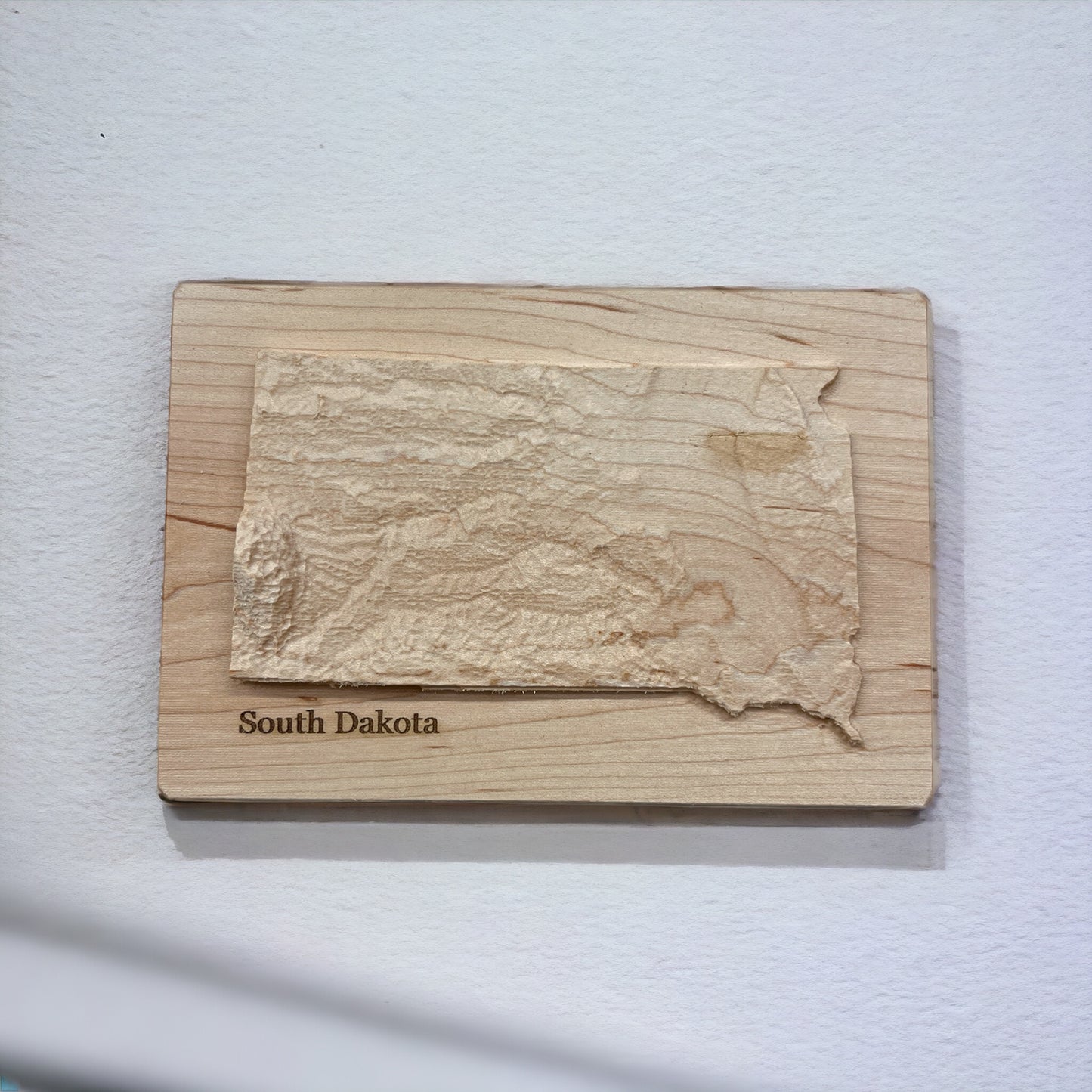 South Dakota Map | Wood Carved Relief Map | 3D Topographic Wooden Map | Unique Wedding Anniversary Birthday Housewarming Gift | South Dakota