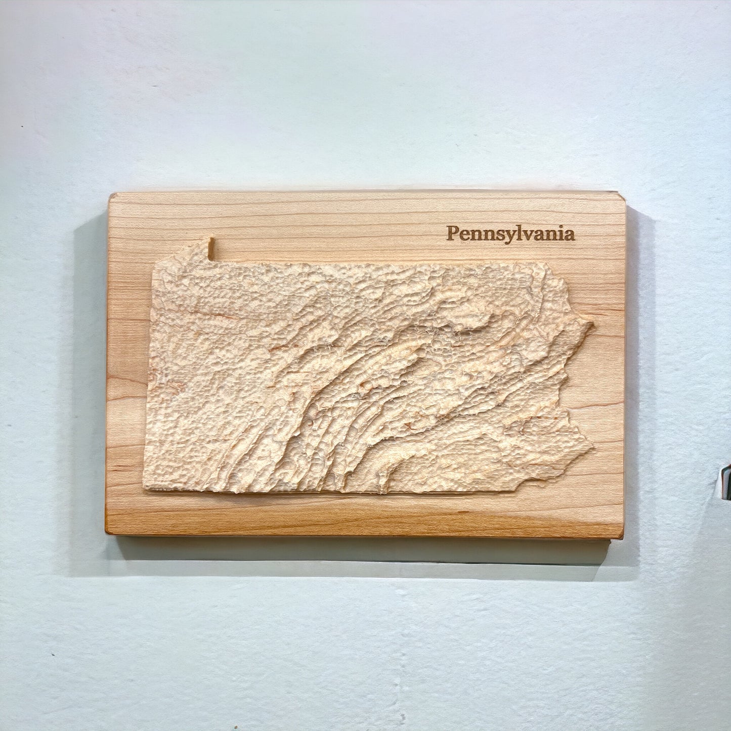 Pennsylvania Map | Wood Carved Relief Map | 3D Topographic Wooden Map | Unique Wedding Anniversary Birthday Housewarming Gift | Pennsylvania