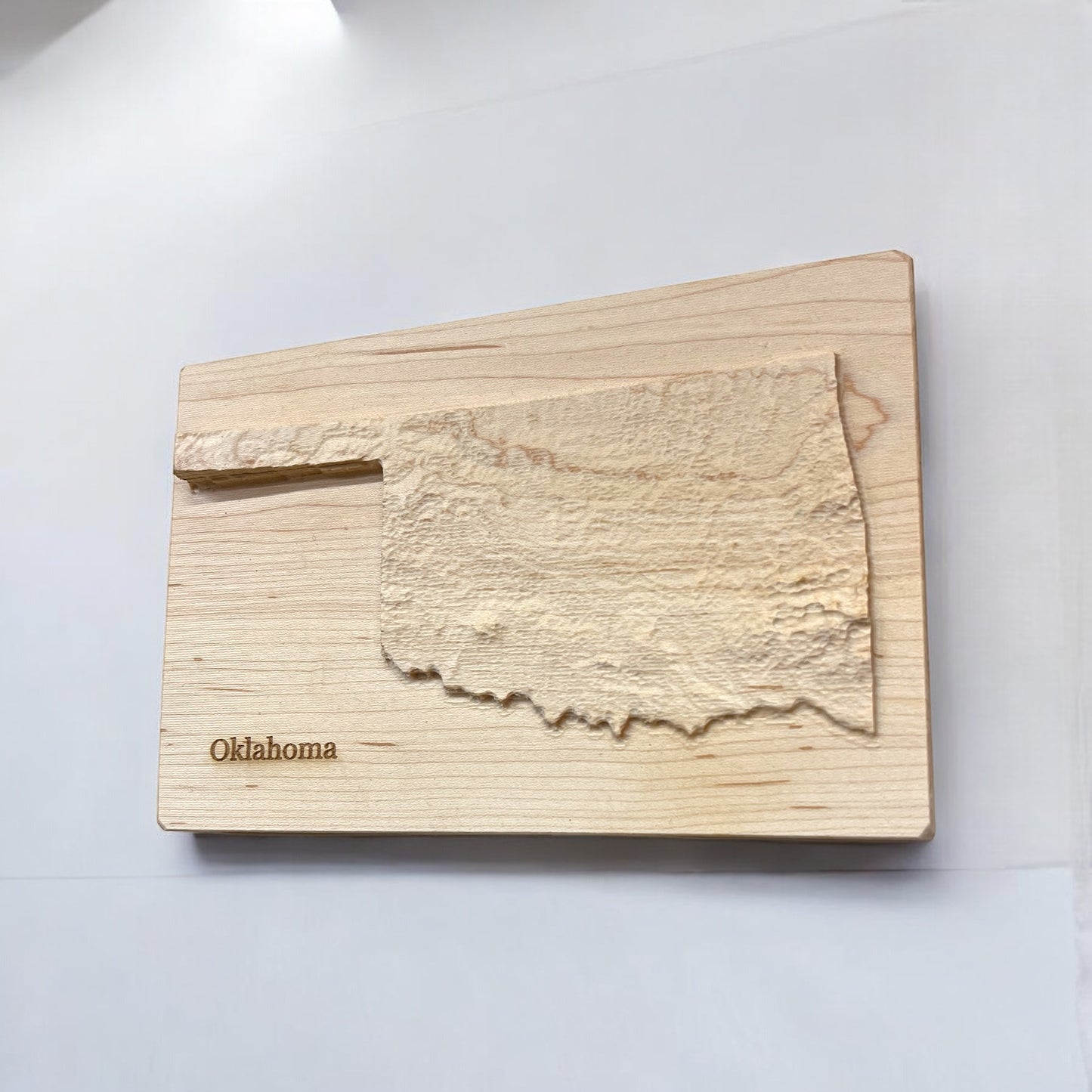 Oklahoma Map | Wood Carved Relief Map | 3D Topographic Wooden Map | Unique Wedding Anniversary Birthday Housewarming Gift | Oklahoma Gift