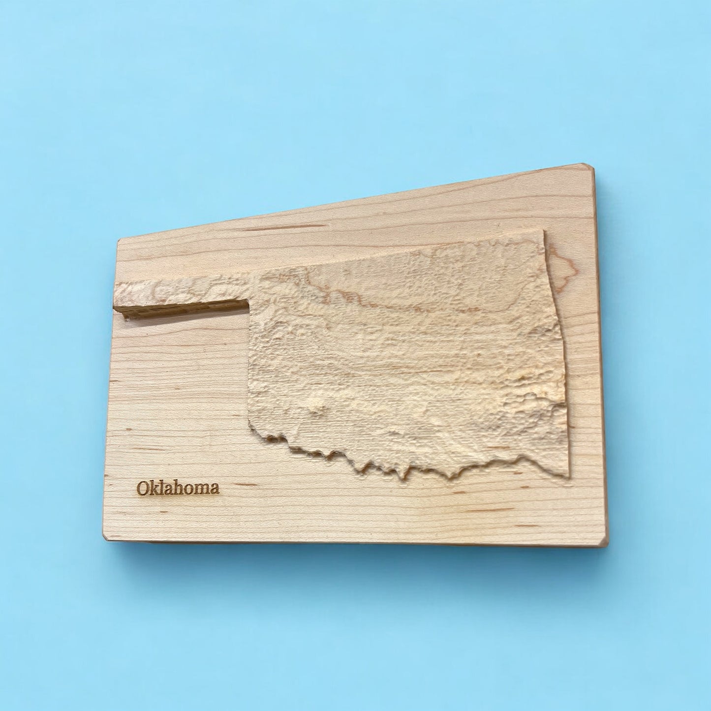 Oklahoma Map | Wood Carved Relief Map | 3D Topographic Wooden Map | Unique Wedding Anniversary Birthday Housewarming Gift | Oklahoma Gift