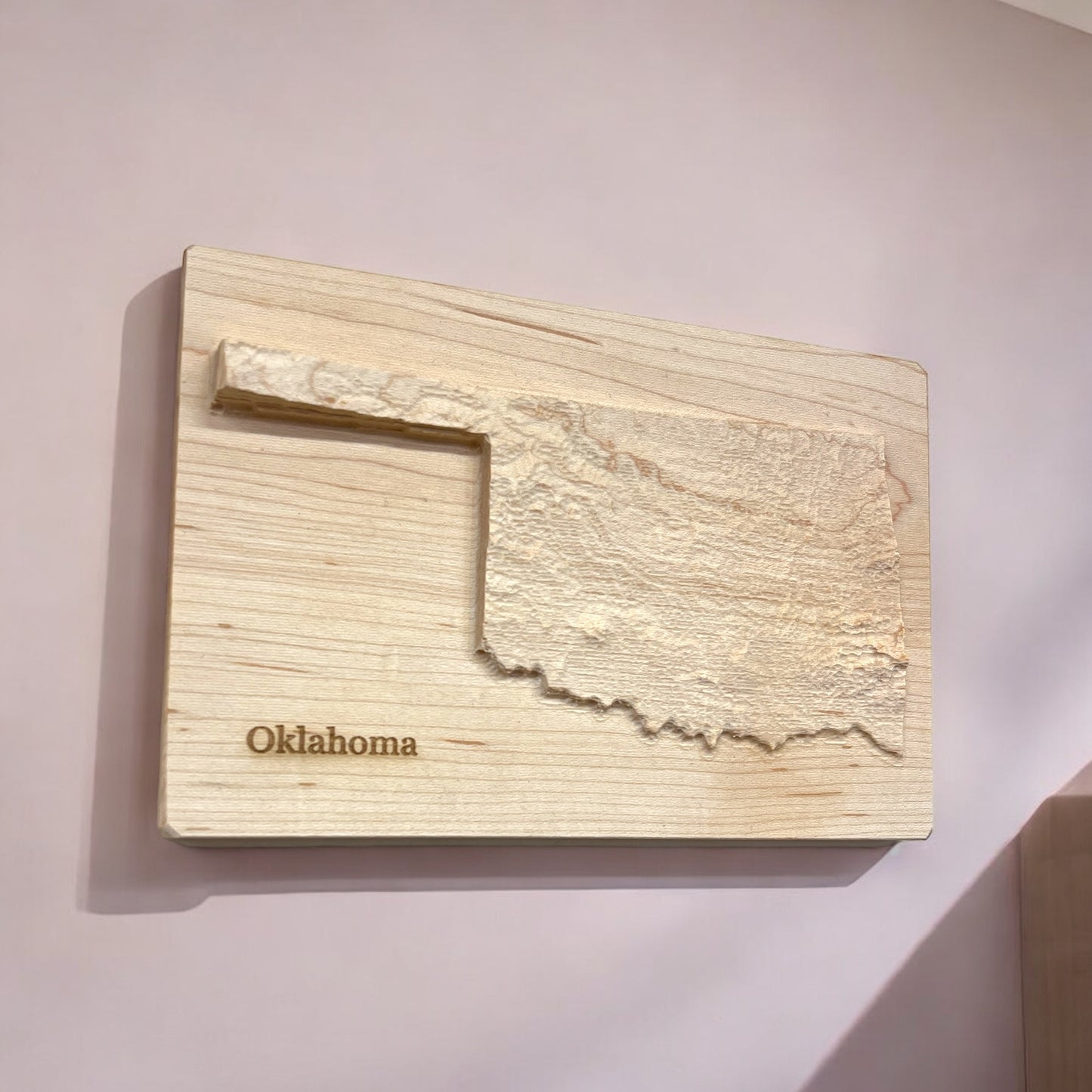 Oklahoma Map | Wood Carved Relief Map | 3D Topographic Wooden Map | Unique Wedding Anniversary Birthday Housewarming Gift | Oklahoma Gift