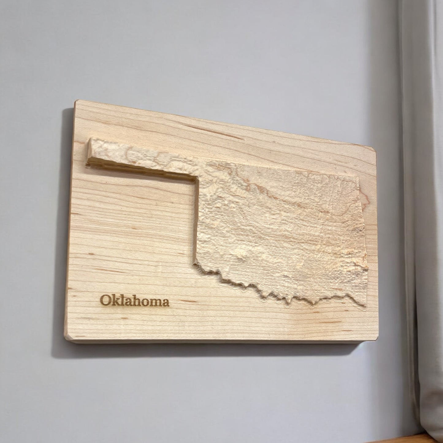 Oklahoma Map | Wood Carved Relief Map | 3D Topographic Wooden Map | Unique Wedding Anniversary Birthday Housewarming Gift | Oklahoma Gift