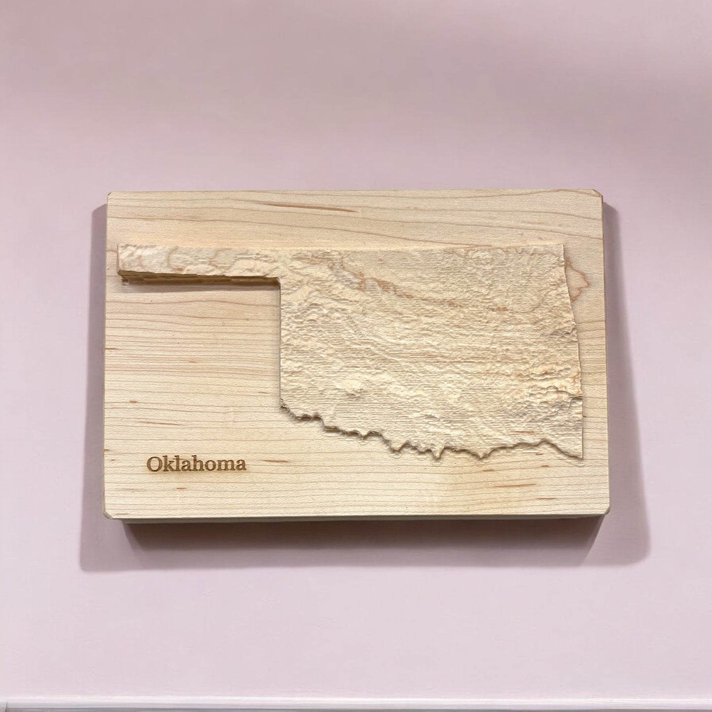 Oklahoma Map | Wood Carved Relief Map | 3D Topographic Wooden Map | Unique Wedding Anniversary Birthday Housewarming Gift | Oklahoma Gift