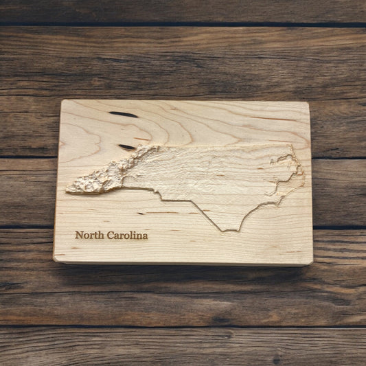 North Carolina Map | Wood Carved Relief Map | 3D Topographic Wooden Map | Unique Wedding Anniversary Birthday Gift | North Carolina Gift