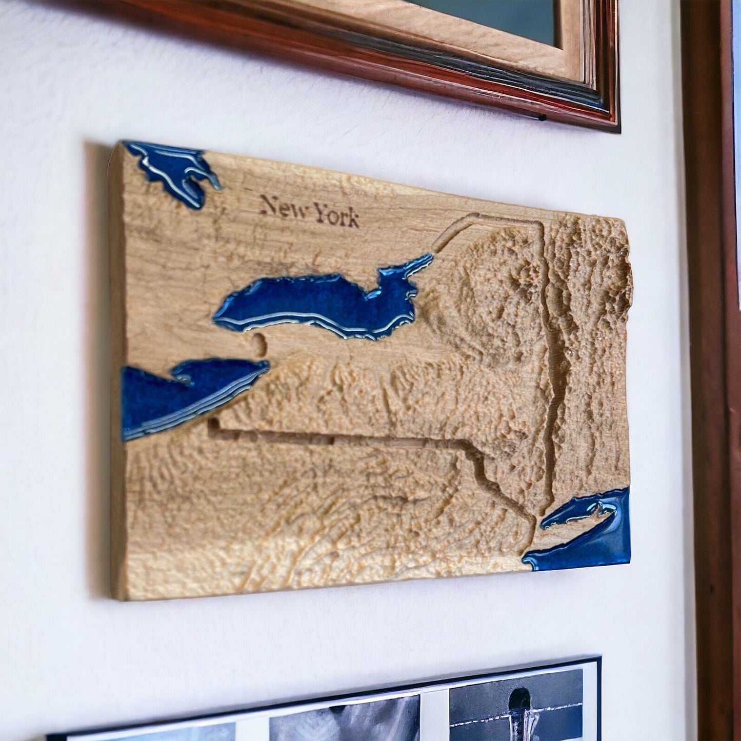New York Wood Carved 3D Topographic Wooden Map | New York Gift