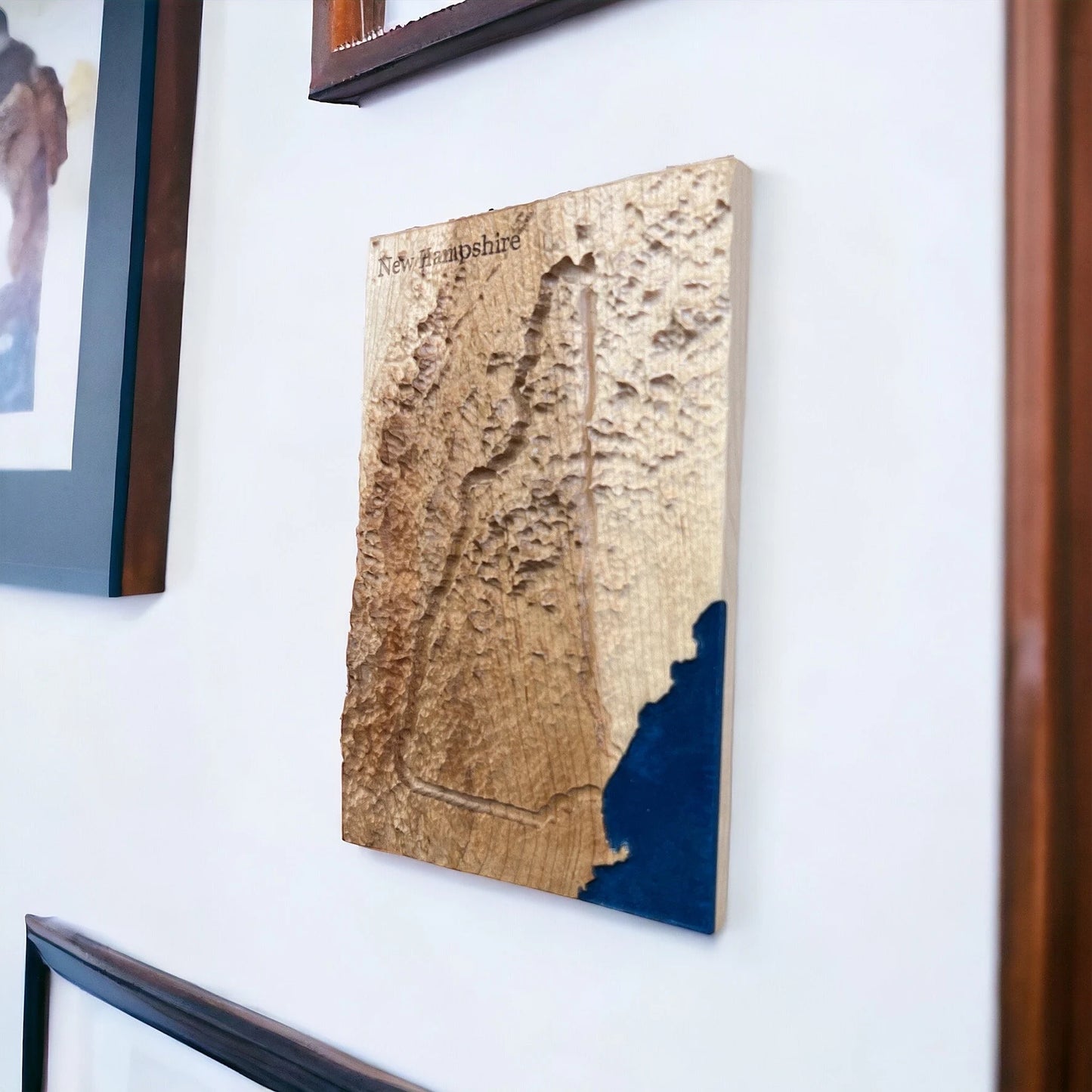 New Hampshire 3D Topographic Wood Carved Relief Map | New Hampshire Gift