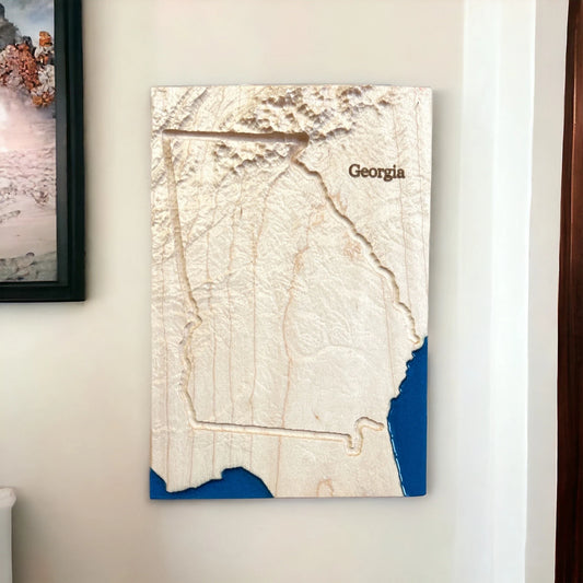 Georgia Topographic Map | Treeline Terrains | 3D Relief State Map | Georgia State Map | Georgia Map Gift | 3D Georgia Map | GA Map Gift