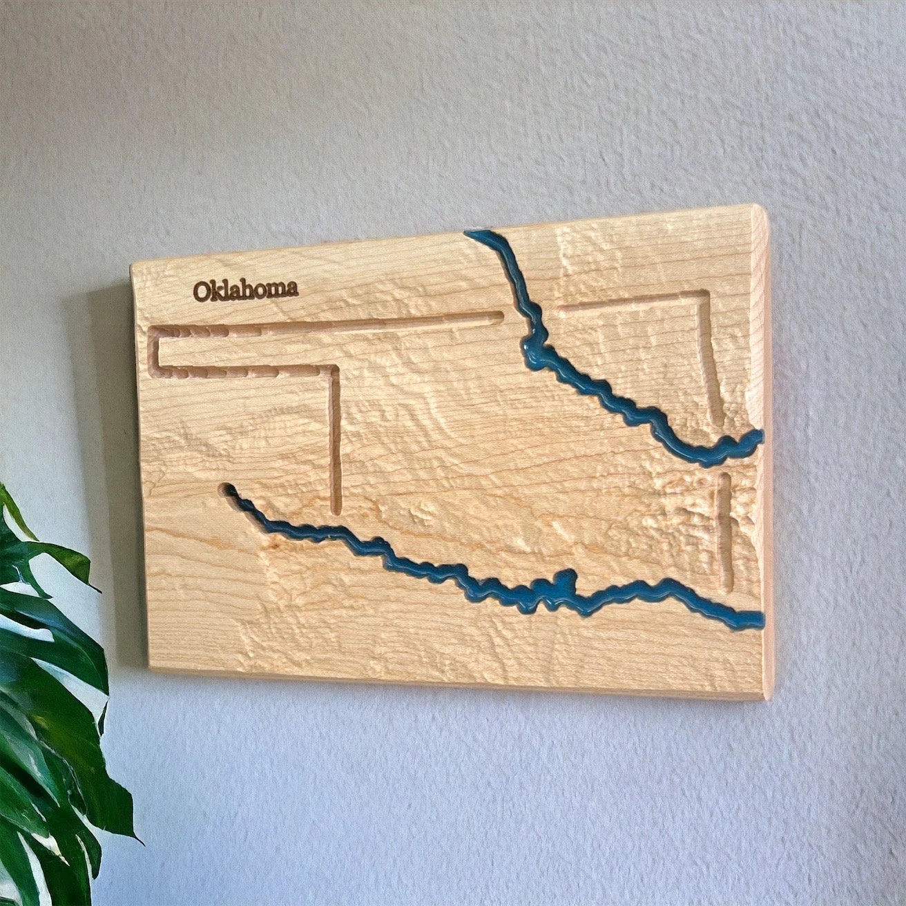 Oklahoma Wood Carved 3D Topographic Relief Map | Oklahoma Gift