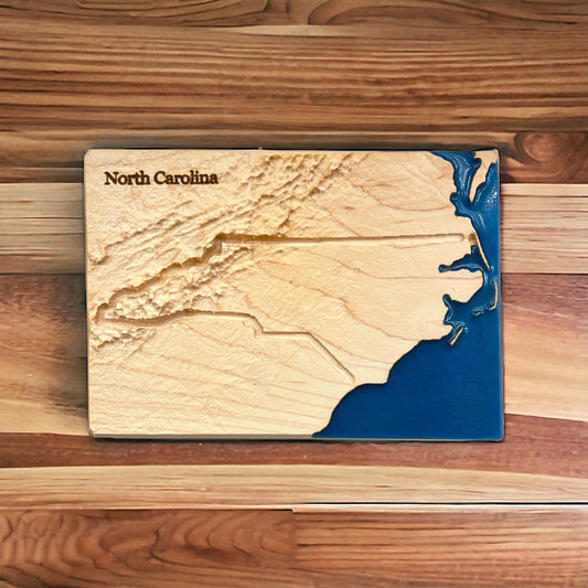 North Carolina Wood Carved Relief Map | North Carolina Gift