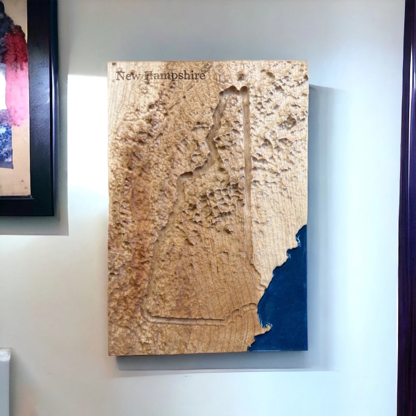 New Hampshire 3D Topographic Wood Carved Relief Map | New Hampshire Gift