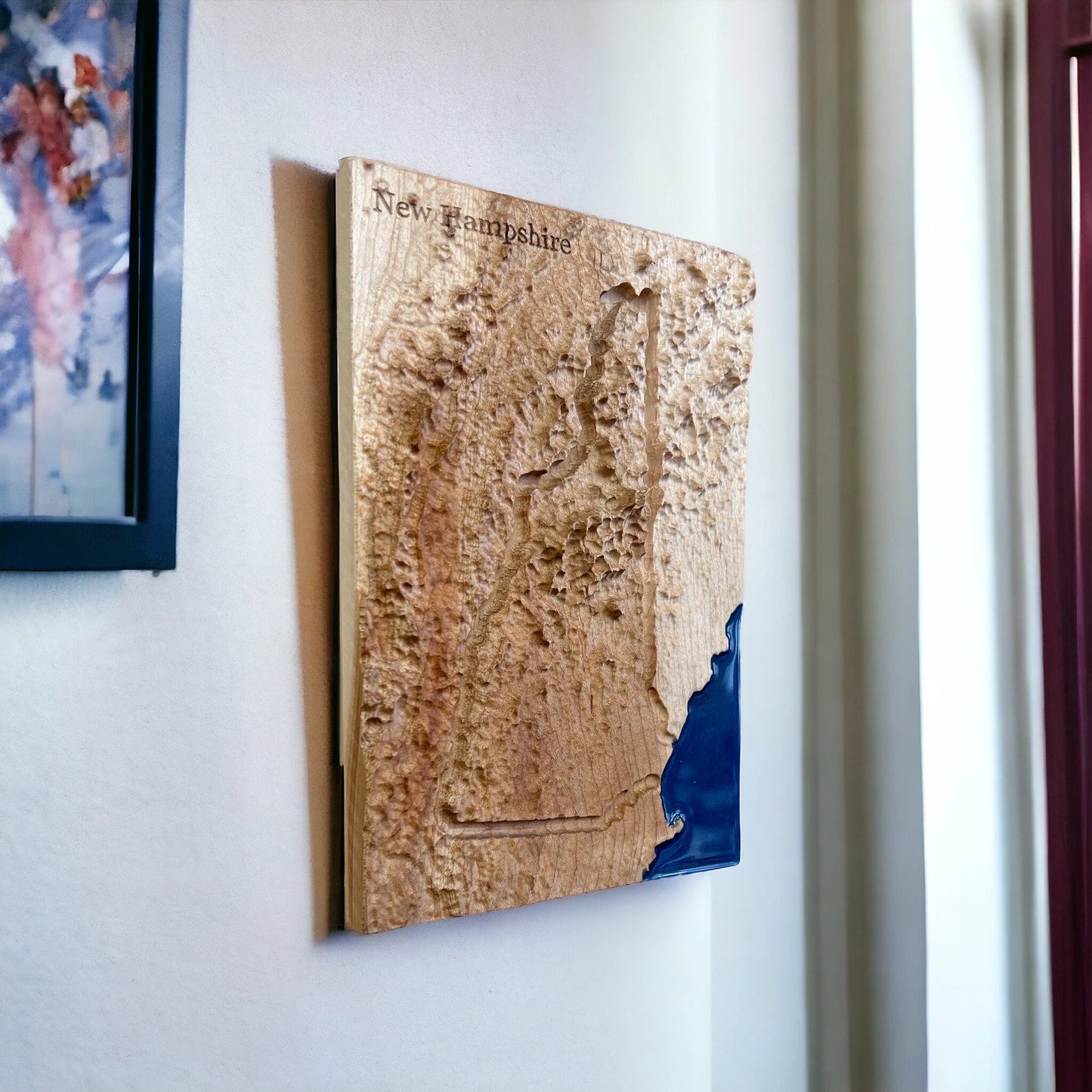 New Hampshire 3D Topographic Wood Carved Relief Map | New Hampshire Gift