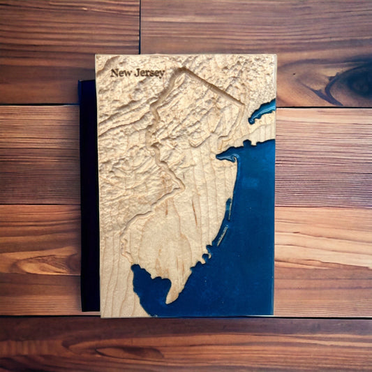 New Jersey Wood Carved Relief Map | New Jersey Gift