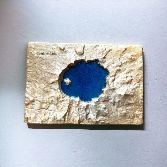 Crater Lake 3D Relief Map | Crater Lake Wood Epoxy Art | Crater Lake National Park Oregon | Travel Gift | Gift for Him | Crater Lake Gift