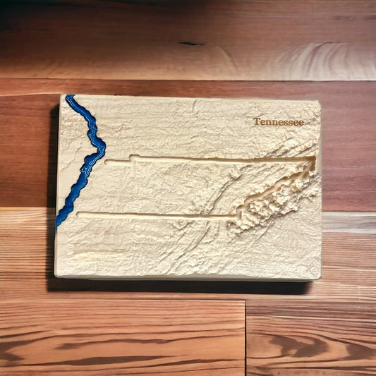 Tennessee State 3D Wood Carved Relief Map | Tennessee Gift