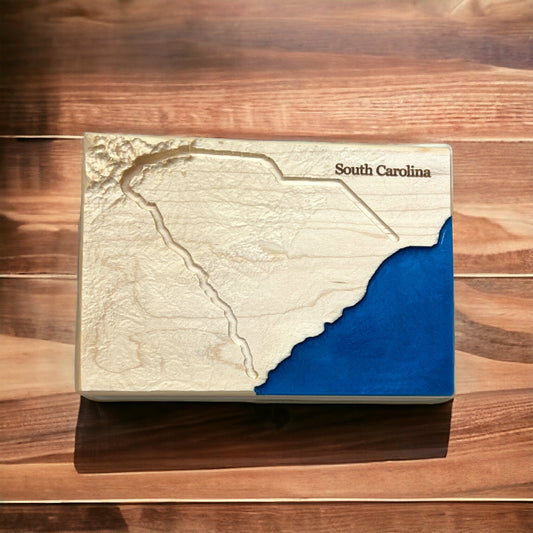South Carolina Wood Carved Relief Map | South Carolina Gift