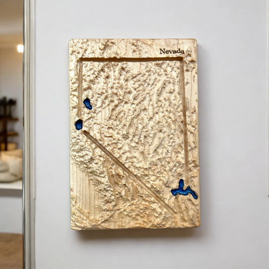 Nevada Wood Carved 3D Topographic Relief Map | Nevada Gift