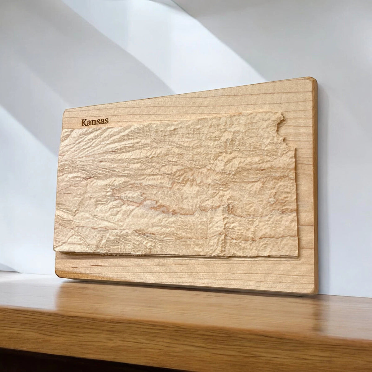Kansas Treemap Kansas 3D Relief Wood Map | Kansas Gift – Treeline Terrains
