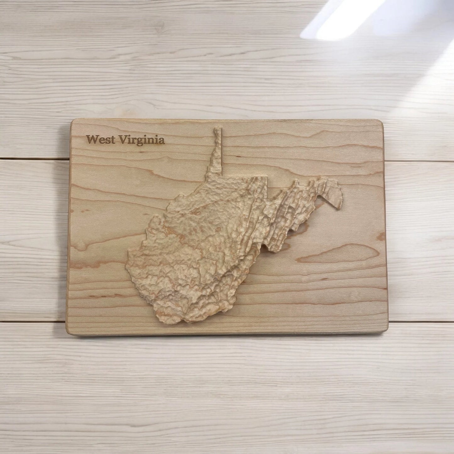 West Virginia Wood Carved 3D Topographic Wood Relief Map | West Virginia Art Gift