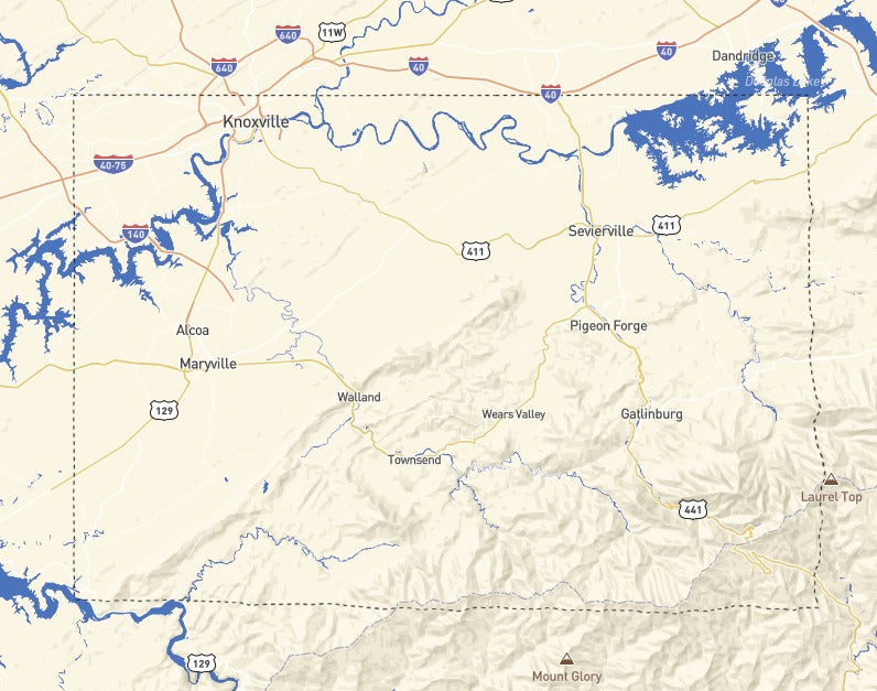 Custom Wooden Map of Sevier County, Tennessee, United States