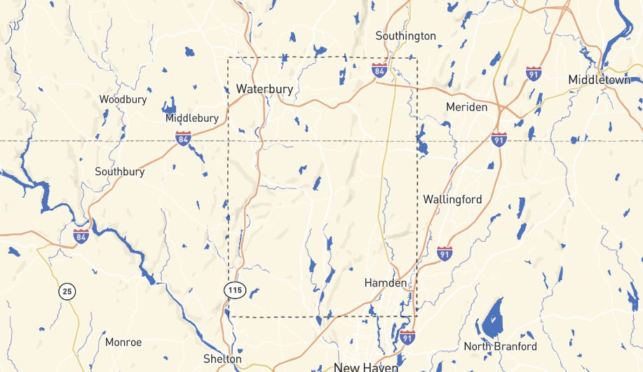 Custom Wooden Map of South Central Connecticut Planning Region, Connecticut, United States
