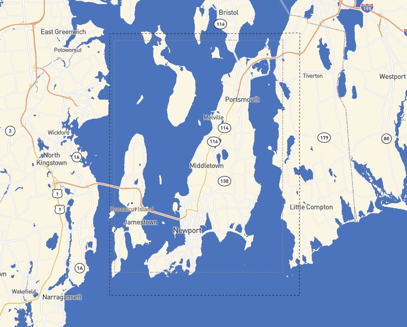 Custom Wooden Map of Newport County, Rhode Island, United States