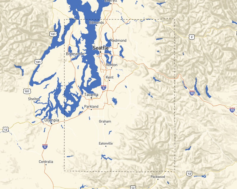 Custom Wooden Map of King County, Washington, United States