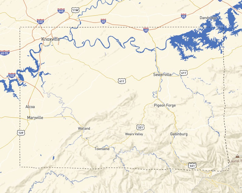 Custom Wooden Map of Sevier County, Tennessee, United States