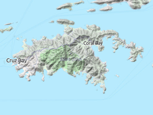Custom 3d wooden map of Coral Bay,St. John,U.S. Virgin Islands